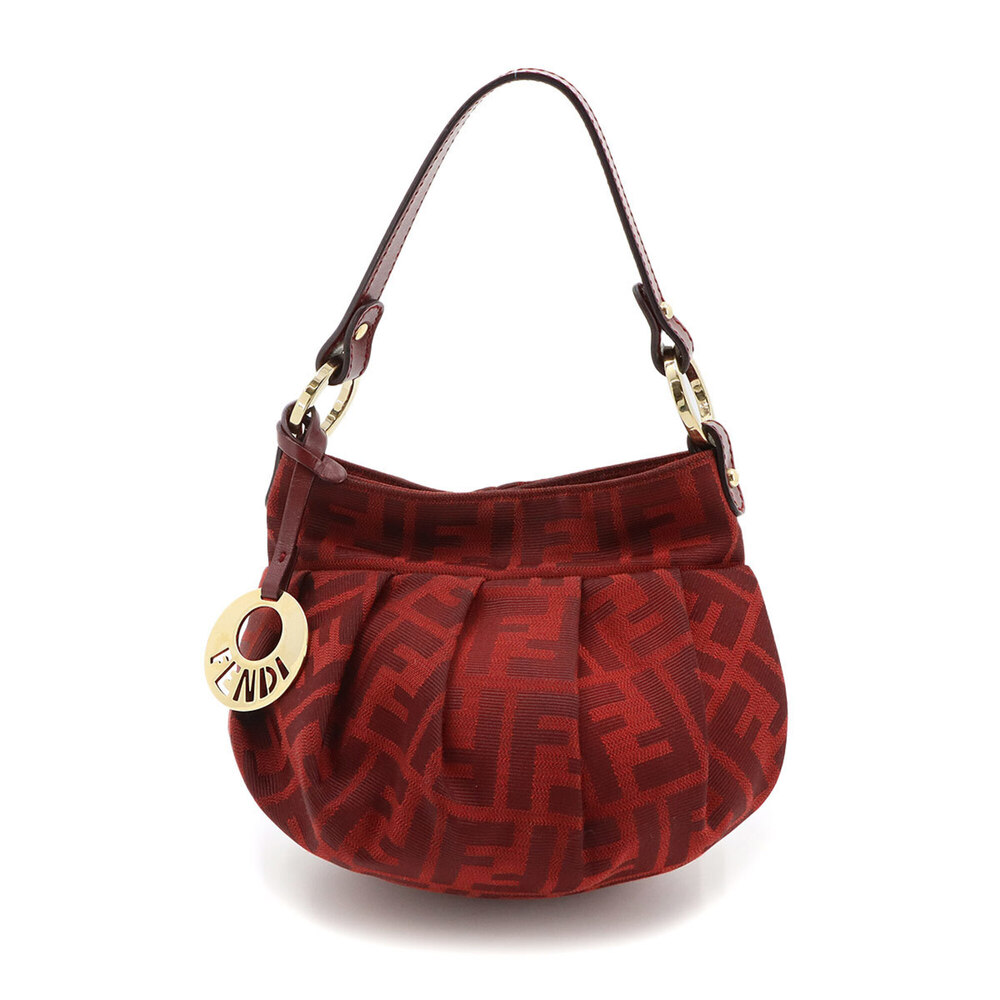 Fendi Zucca Handbag, Canvas and Leather, Red, 8BK044
